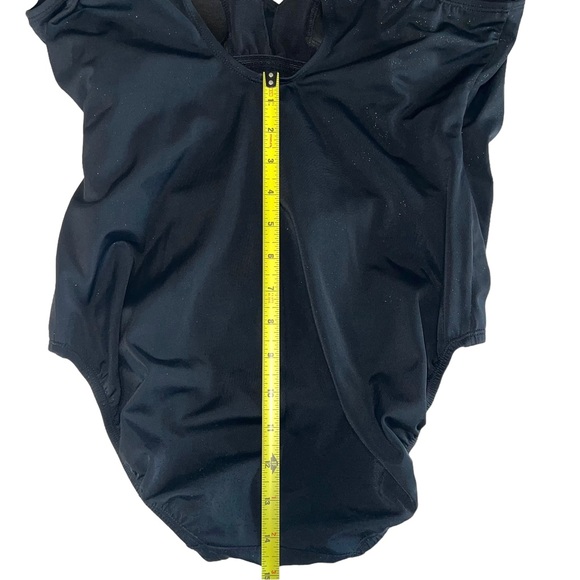 4/$24 Longitude Black with‎ Gold Shimmer V-Neck One Pierce Swimsuit - Picture 10 of 10